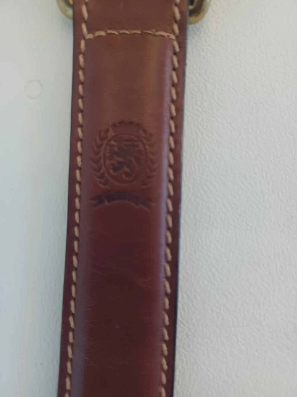 VTG 90s Tommy Hilfiger Leather Belt Brown Made in USA Brass D-Ring Buckle Sz 40
